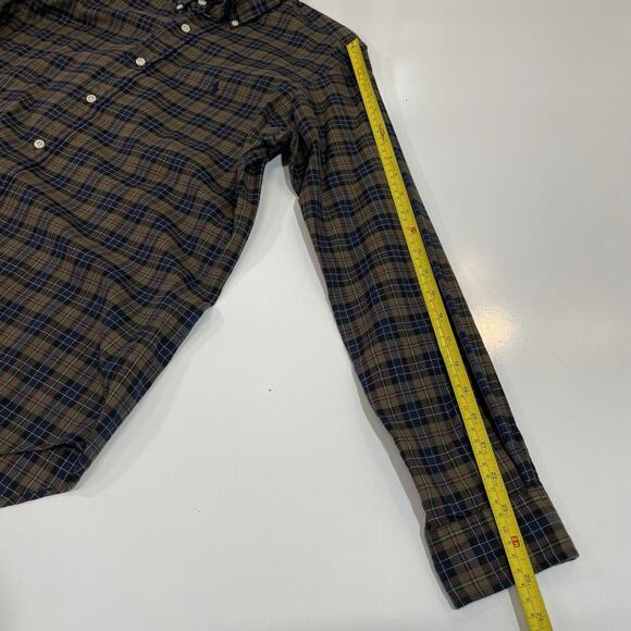 Polo Ralph Lauren Shirt Men’s Medium Brown Blue Plaid Flannel Long Sleeve Casual - Picture 6 of 7